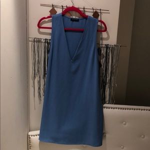 American Apparel Blue Deep V Sleeveless Dress